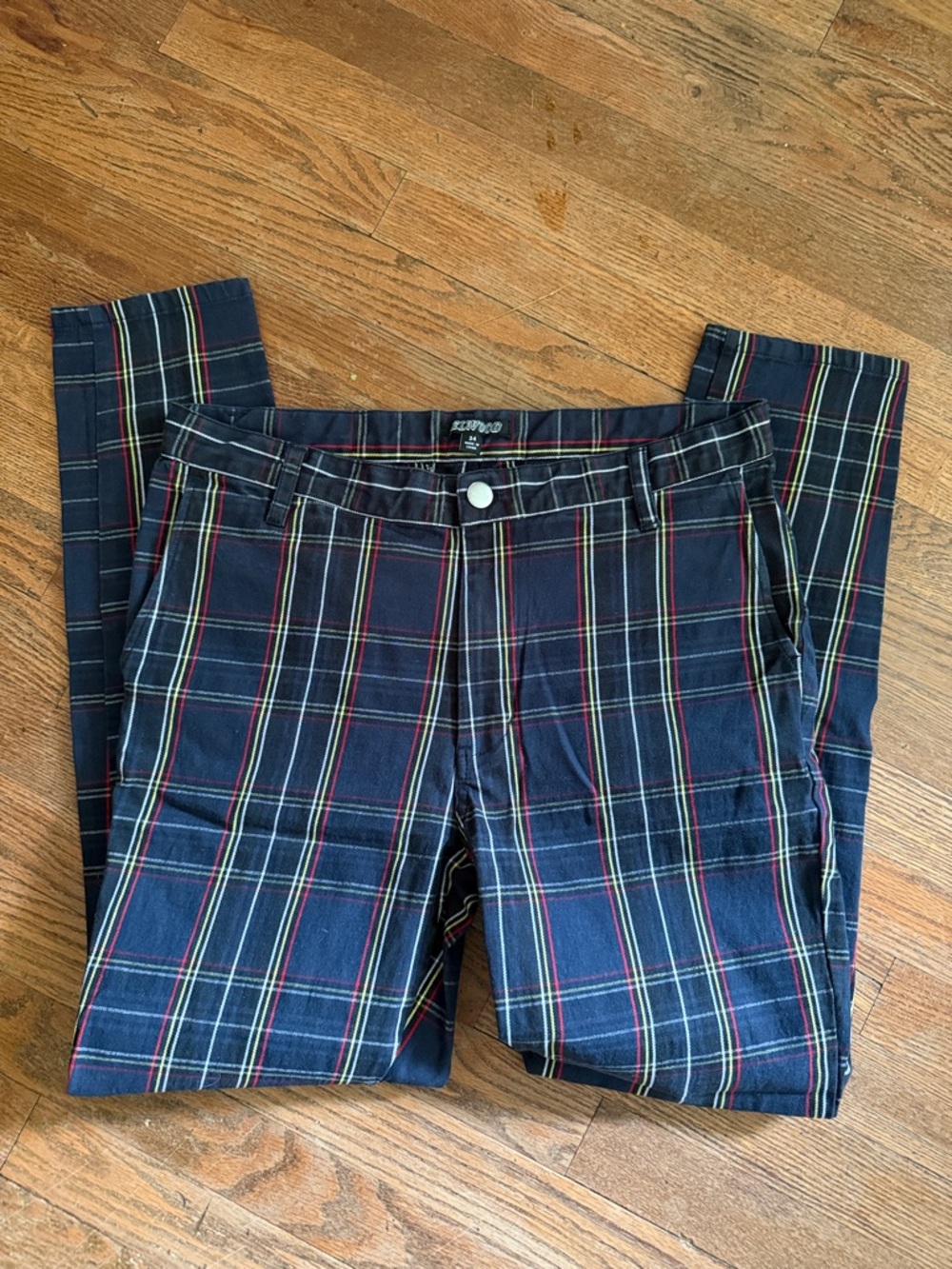 Elwood Plaid Pants in Blue Sz 34